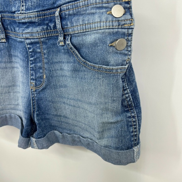 No Boundaries Denim Shortalls Cuffed Overalls Relax Fit - Picture 6 of 12